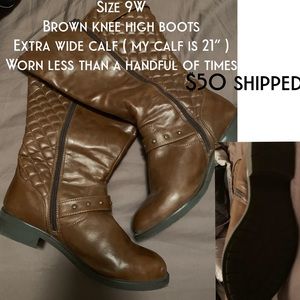 Brown knee high Boots from Simply Be  - Size 9W -
